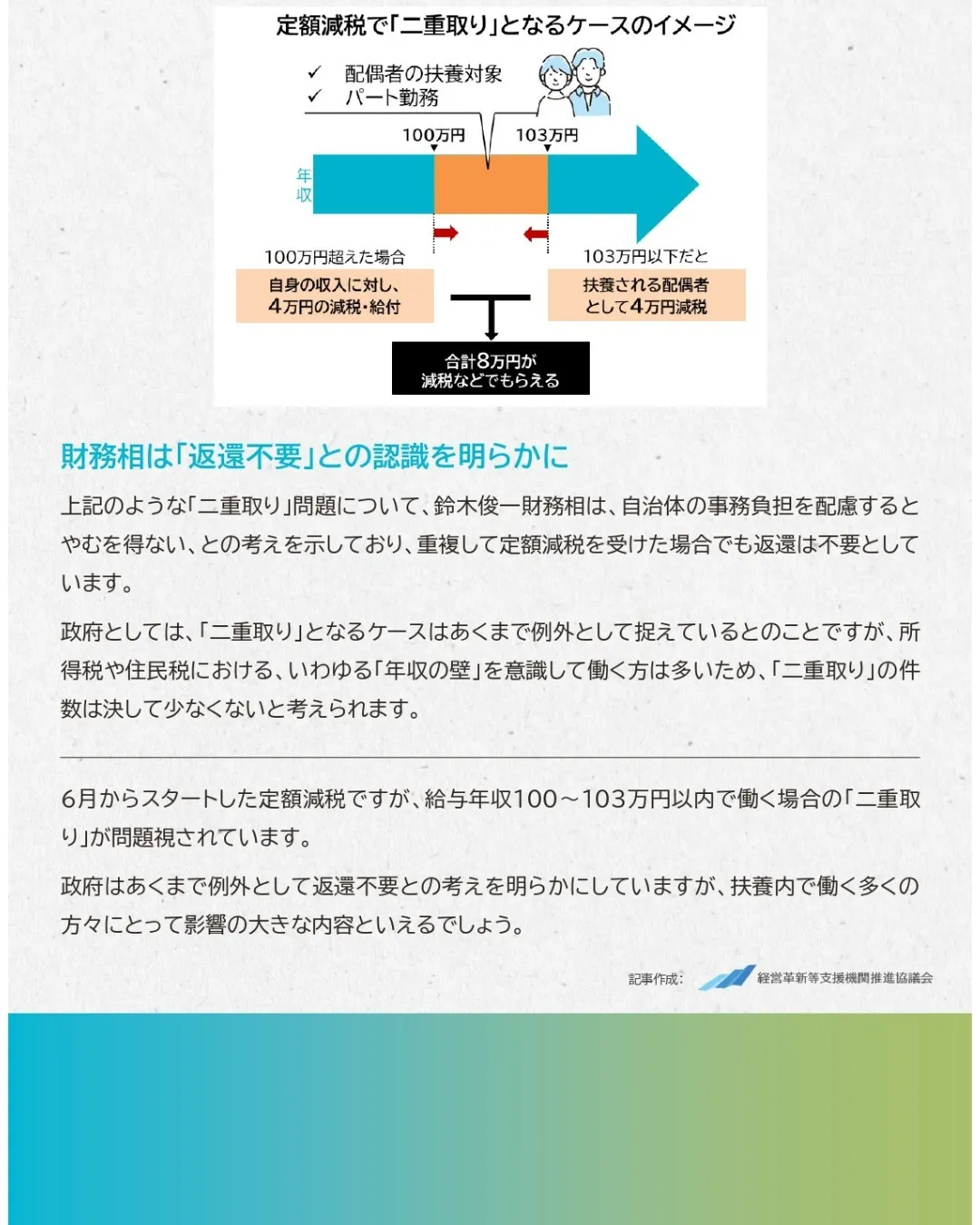 【定額減税】給与年収100～103万円は「二重取り」が可能！...